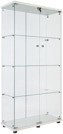 Glass Display Cabinet - Tall 4-Shelf Showcase for Collectibles and Curios, 64.56”(H) x 31.69”(L) x 14.37”(W)