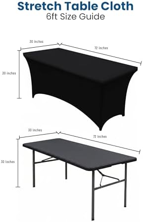 Utopia Kitchen Spandex Tablecloth 2 Pack [6FT, Black] Tight, Fitted, Washable and Wrinkle Resistant Stretch Rectangular Patio Table Cover for Event, Wedding, Banquet & Parties [72Lx30Wx30H Inch] — view 4