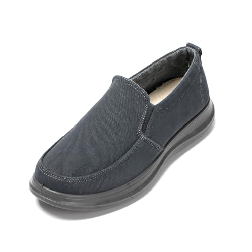 Men-Slip on Walking Loafers Casual Shoes-Wide Width Comfortable-Washed Demin Shoes -Breathable Memory Foam Midsole-Indoor & Outdoor Lightweight Design