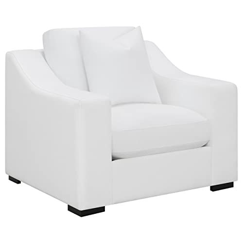Sillón con tapizado de tela blanco y brazos rectos miniatura 1