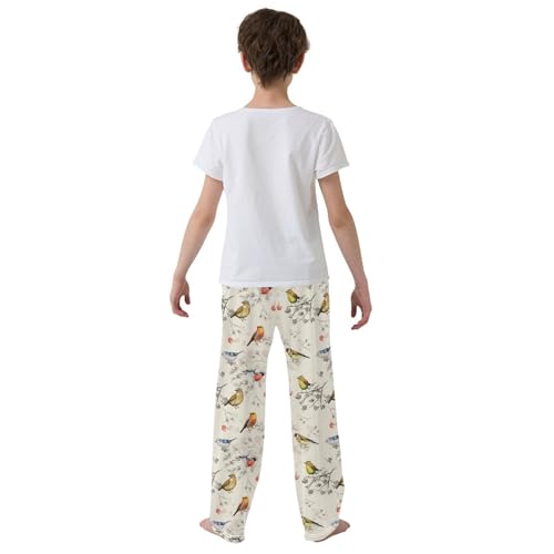 Winter Cute Bird Boys Long Pants Soft Trousers Elastic Waist Kids Lounge Bottoms with Pockets S-XL3