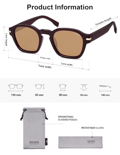 Image of SOJOS Retro Square Polarized Sunglasses Men Trendy Womens SJ2382 | Vintage UV400 90s Sun Glasses Outfit Driving