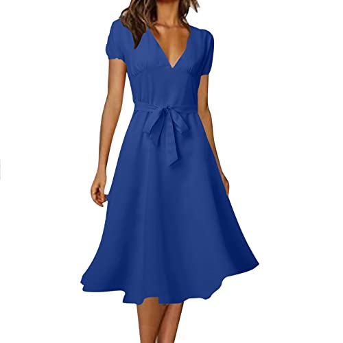 Robe col en V unie à motif floral pour affiner la silhouette