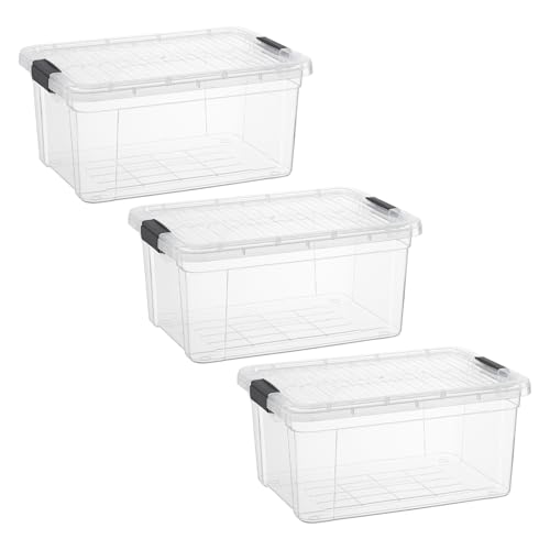Image of Superio 21 Quart Clear Plastic Storage Boxes with Lids, Stackable Organizer Containers, BPA-Free Storage Bins for Home, Office, School & Dorm, 3 Pack