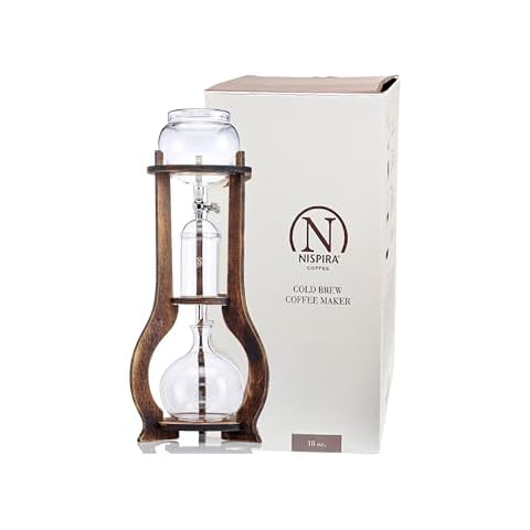 Nispira Iced Coffee Cold Brew Drip Tower Coffee Maker Wooden, 6-8 cup Cover