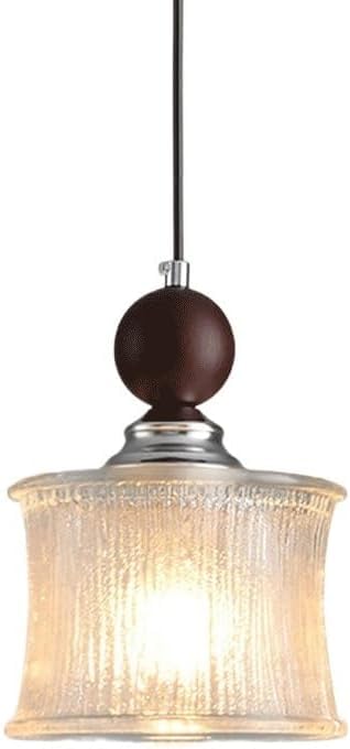 Luminaire suspendu japonais en verre plissé et bois de noyer de haute qualité