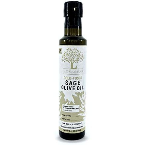 Sage Oil - Greek Extra Virgin Olive Oil Pressed With Fresh Sage - NON-GMO - Gluten Free - Paleo - Keto - Single Sourced - Cold Pressed - First Pressed - No Artificial Flavor Cover