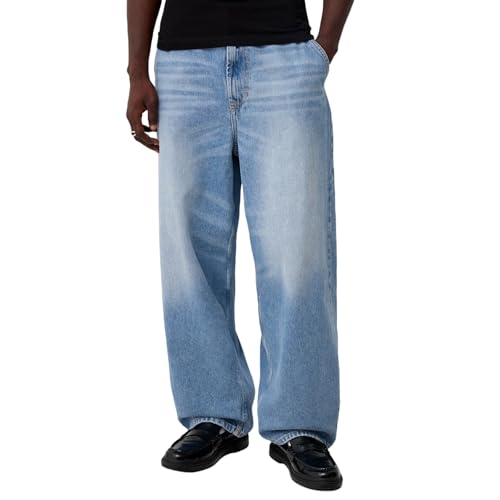 Mens Loose Denim Pants Y2k Wide Leg Hip Hop Baggy Jeans Casual Loose Fit Straight Jeans Trousers Streetwear