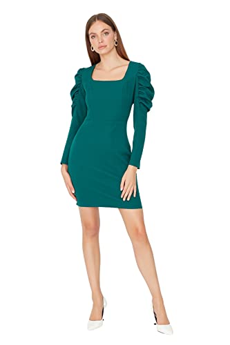 Trendyol Mini Bodycon Slim Dress Vestido, Verde, 66 para Mujer