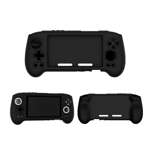 Silicone Protective Cover Case for Anbernic RG556, Soft Skin Sleeve Protector Anti-Drop Anti-Scratch Housing Case for RG556 Handheld Game Console Protection Accessories (Black)