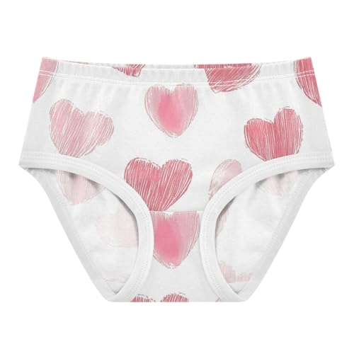 Pink Heart Daily Wear Girls' Panties Toddler Cotton Underwear for Toddler in Sizes 2T,3T, 4T, 5T, 6Y and 8Y