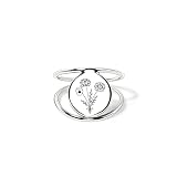 SIMONLY Personalized Flower Bouquet Ring Birth Flower Ring Sterling Silver Month Flower Ring for Wom