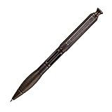 SMOOTHERPRO Retractable Ballpoint Pen, Solid Brass Click Pen Compatible with Pilot G2 Refill, Weighted Wide Grip Pens for Tremor Parkinson Arthritic Hand, Retro Black(PRG130BK)
