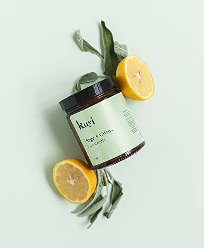 Kuyi Essentials Hand-Poured Premium Scented Aromatherapy Soy Candles For Home, Gifts For Women, 9Oz Jar, 70 Hour + Burn Time (Sage & Citrus) #TOP4