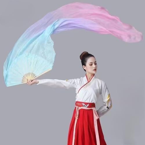 Éventail carré de danse droite dégradé 120 cm en soie fluide artisanale