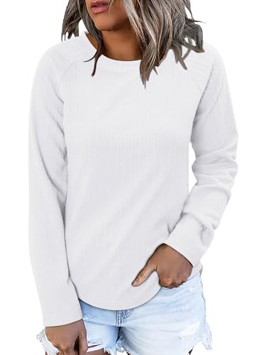 ONLYSHE Womens Shirts Long Sleeve Crewneck Tunic Tops Casual Lightweight Knit Solid Color Sweatshirts Trendy Blouse Basic Tee