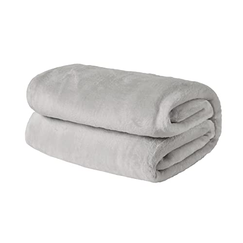 Brentfords Fleece Throw Blanket for Sofa, Super Soft Warm Silver Grey Blanket for Bed Settee Throws Flannel Fleece Blankets Fluffy Single Bed Throw, 120 x 150cm