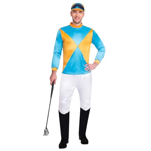 Adult Jockey Costume Set Adult Size - 4 Pcs. Blue Standard: Up to 46 Chest