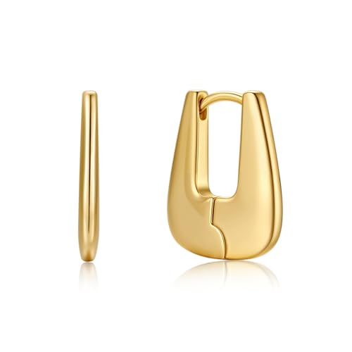 Image of FRUMOS 18K Gold Plated Chunky Hoop Earrings for Women Fashion Thick Gold Hoops Set Jewelry for Birthday Christmas Gifts