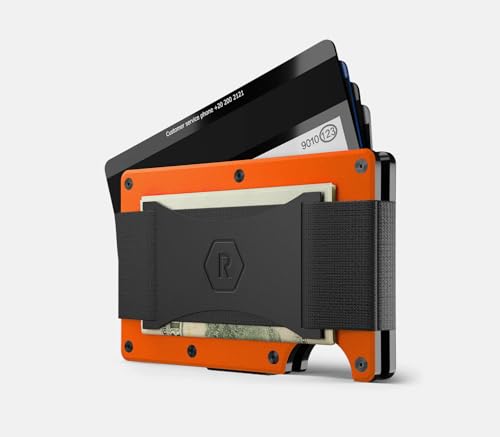 Image of Ridge Wallets - Slim Minimalist Front Pocket Wallet for Men, RFID Card Holder, Basecamp Orange, Hex Ridge
