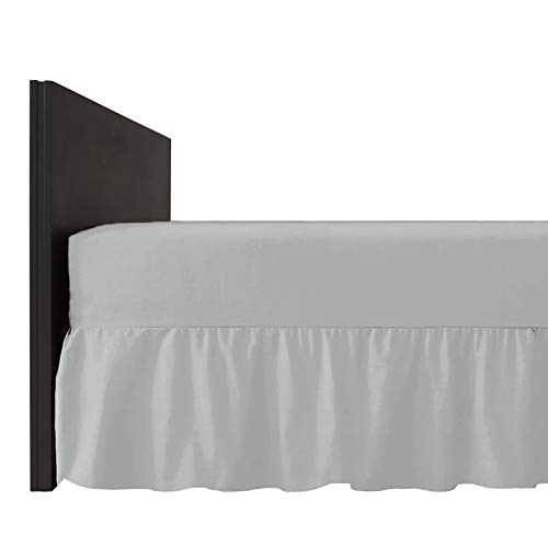 COMFORTESY Plain Dyed Extra Deep Fitted Valance Sheet – Poly-Cotton, Machine Washable, Easy Care - Available in 20 Colours (Silver, Pillow Case Pair)