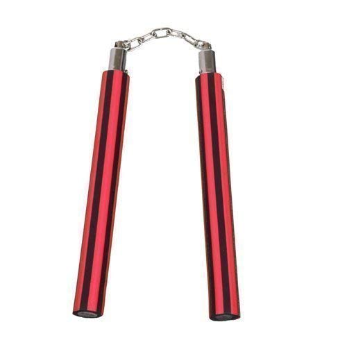 Playwell Mousse nunchaku Rouge/Noir avec Rayures Chaîne - 12"