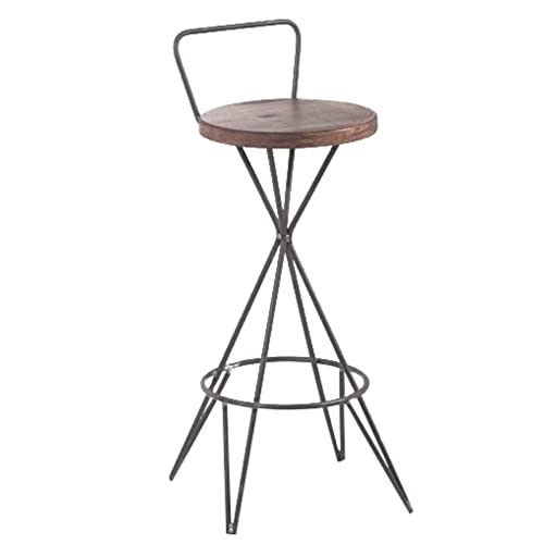 Addecor Taburetes Alto de Cocina | Taburete de Madera Envejecida con Hierro | 76 x 40 x 40 cm | Modelo Clayton | Taburetes Altos | Estilo Industrial Vintage