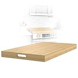 Cubierta de bambú para estufa de fideos para estufas eléctricas y de gas, cubierta de fregadero, cubierta superior de estufa de caravana, 30 pulgadas de largo x 22 pulgadas de ancho x 2.5 pulgadas,