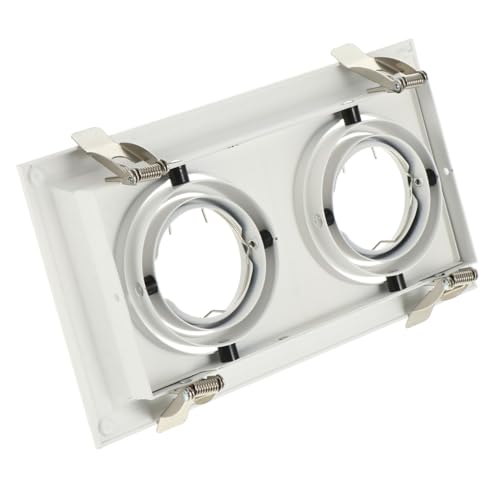 Operitacx Carcasa de Foco Empotrable LED Doble con Anillo de Recorte Ajustable Compatible para Techo Montaje Superficie Blanco Aluminio y Plástico Resistente