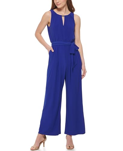 Image of Vince Camuto Women's Sleeveless Keyhole Tie Waist Jumpsuit