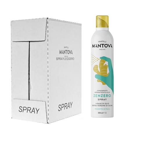 Aceite de Oliva Virgen Extra Sabor Jengibre 6X200 ml – Pulverizador Aceite Cocina Antigoteo en Spray con el que Puedes Ahorrar hasta el 90% del Producto