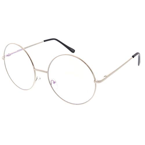 Image of zeroUV Large Oversized Metal Frame Clear Lens Round Circle Eye Glasses