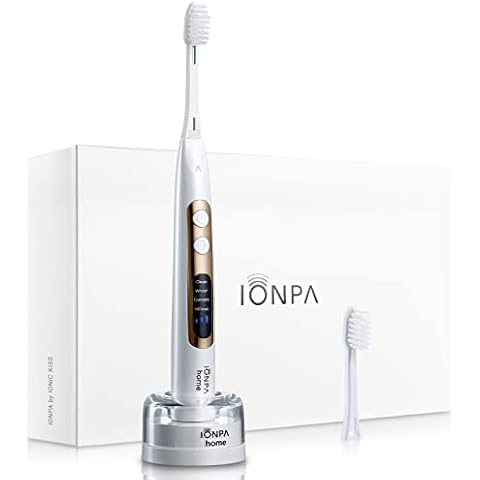IONPA DP Pearl White Home Premium USB Rechargeable Ionic Power Electric Toothbrush, Brushing Timer, 4 Modes, 2 Soft Extended Filament Brush Heads Made in Japan, by IONIC KISS YOU, hyG, DP-111PW Cover