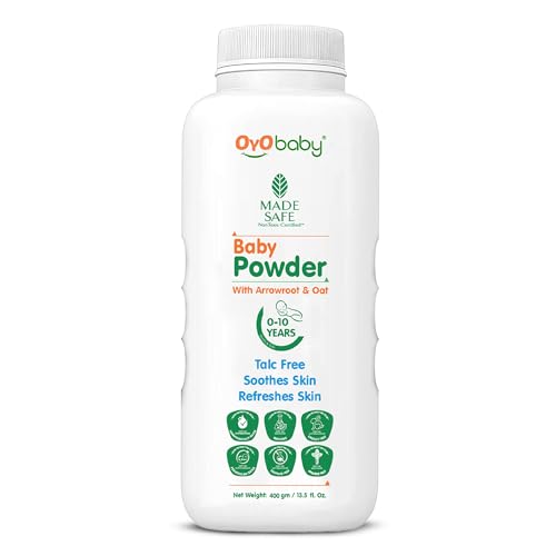OYO BABY Talc-Free Baby Powder for Newborns – 400g | Natural Dusting Powder with Arrowroot, Corn Starch & Oats | Gentle Comfort for Sensitive Skin from Birth to 10 Years OYO BABY Talc-Free Baby Powder for Newborns – 400g | Natural Dusting Powder with Arrowroot, Corn Starch & Oats | Gentle Comfort for Sensitive Skin from Birth to 10 Years