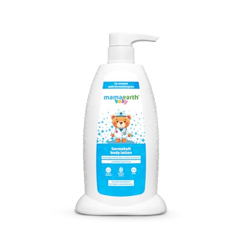 Image of Mamaearth Baby DermaSoft Body Lotion with SensiCareComplex for Baby's Sensitive Skin - 250 ml | Co-created with Dermatologists for Newborns | Enriched with SensiCareComplex for Baby's Sensitive Skin | Safe and Non-irritant formula* | Fragrance-Free