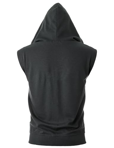 Image of Ohoo Mens Slim Fit Sleeveless Lightweight Zip Up Hooded Sweatshirt Vest Hoodie