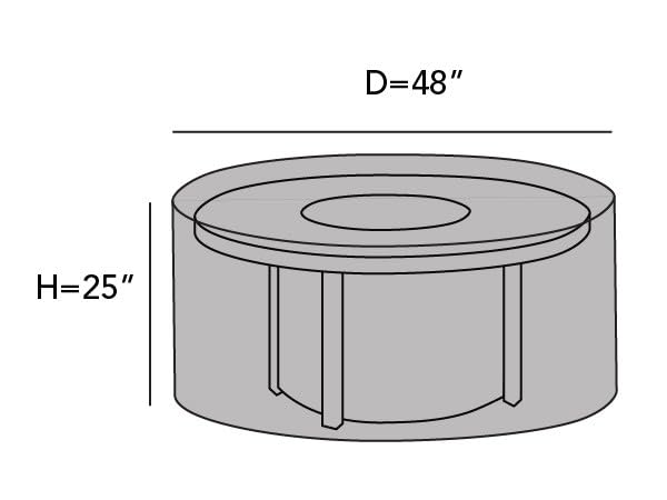 Covermates Round Firepit Cover - Premium Polyester, Weather Resistant, Drawcord Hem, Fire Pit Covers, Round 48DIAMETER x 25H, Stone