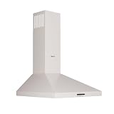 Wiggo Cappa aspirante 60 cm, cappa da parete per scarico o ricircolo, uscita 300 m³/h, con illuminazione a LED e 3 livelli di potenza, parete con filtro antigrasso e 2 filtri a carbone, color crema