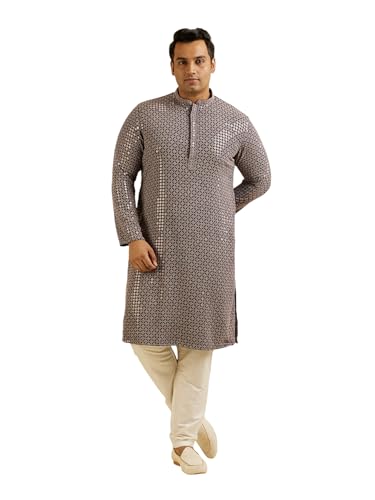 Kurta Pyjama Manyavar en viscose beige pour homme tenue traditionnelle