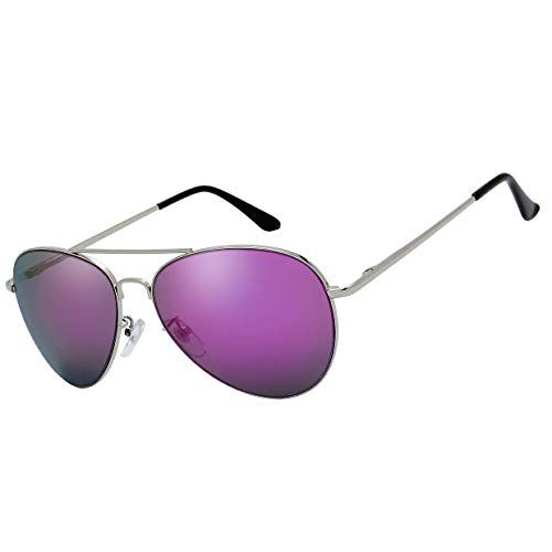 Image of The Fresh Classic Aviator Sunglasses for Men Women, Metal Frame Mirror Lens, Pilot Style, Includes Cleaning Cloth, Pouch