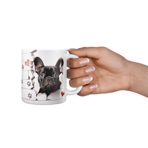 Hunde-Tasse: französische Bulldogge schwarz | Haustier | Kaffee-Tasse | Geschenk für Hundeliebhaber Hundebesitzer | Haustierliebe | Geschenkidee | Keramik 330ml | French Bulldog Geschenktasse