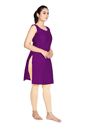 Image of Women's Cotton Long Camisole for Kurti /Suit Slip /Long Inner /Samij for Women Sameej /Knee Length Inner Wear /Sameez /Kurti Slip /Round Neck /Invisible