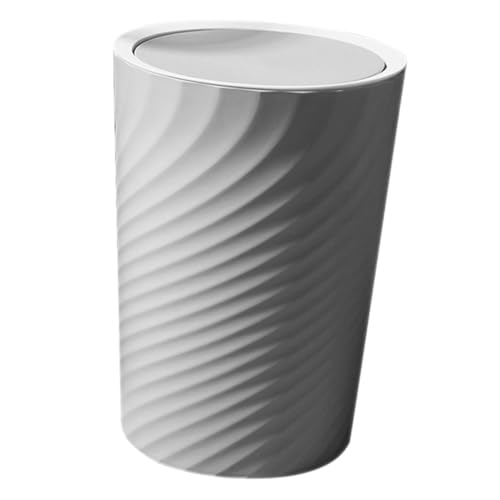 Garneck Cubo de Basura con Tapa Abatible Plástico Resistente 12L Color Gris Papelera Doméstica para Baño Cocina y Oficina Accesorio Práctico Hogar