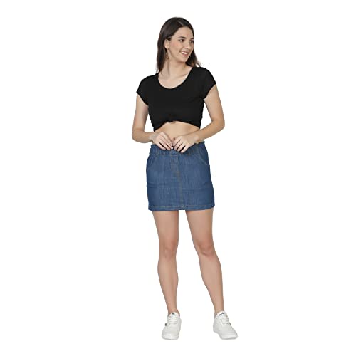 Image of NUEVOSDAMAS Women Light Blue Denim Mini Skirt