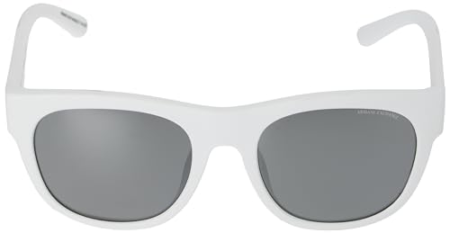 Armani Exchange Man Sunglasses Matte White Frame, Grey Mirror Silver Lenses, 55MM2