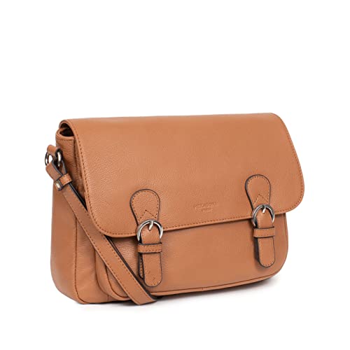 Hexagona Sac Gibeciere en cuir Ref 55614 Tan 35 * 14