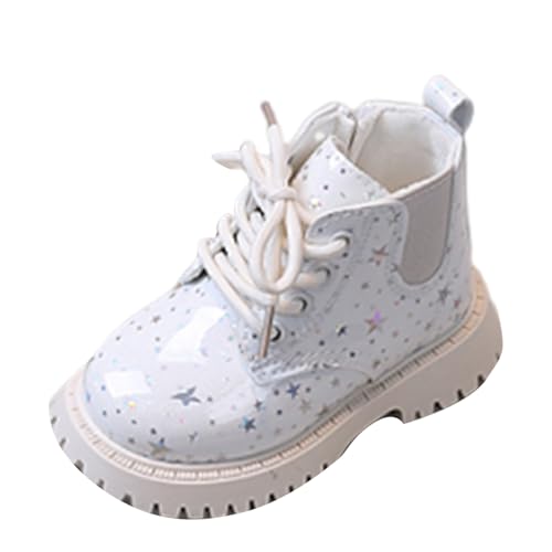 IWIHMIV Girls Ankle Boots Kids Platform Glitter Boots Toddler Lace Up Round Toe Dress Booties with Side Zipper