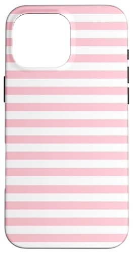 White and Pink Stripes Geometric Horizontal Lines Pattern X}zP[X iPhone 16 Pro Max p