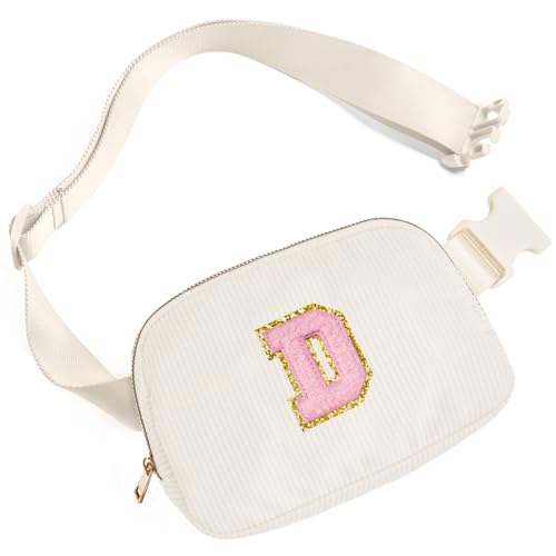 Image of Gitus Gifts for Teen Girls 10-12 12-14 14-16 16-18 Birthday Gifts for Girls Women Sister Teacher Initial Belt Bag Fanny Pack Crossbody Bags for Teen Girl Gifts Trendy Stuff Travel Essentials (Ivory-D)