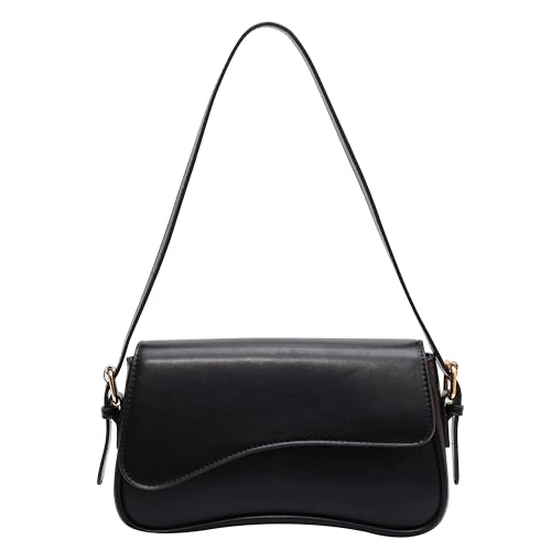 Trendy Y2K Vegan Leather Shoulder Bag for Women - Hobo Handbag, Clutch & Saddle Bag with Removable Strap